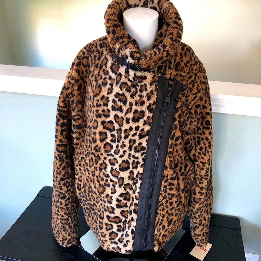 Levi’s Women's Moto Jacket Leopard Print Faux M - Picture 3 of 16